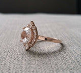 3Ct Round Cut Diamond Halo Crown Solitaire Engagement Ring 14K Rose Gold Finish