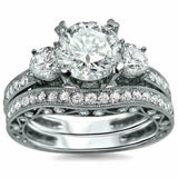 5.5ct Round Cut Diamond Vintage Bridal Set Engagement Ring 14K White Gold Finish