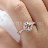 1ct Cushion Cut Simulated Morganite Floral Engagement Ring 14k Rose Gold Plated