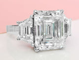 2.4ct Emerald Simulated Diamond Three Stone Engagement Ring 14k WhiteGold Plated