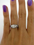 3.5ct Oval Diamond Intricate Filigree Antique Vintage Ring 14K White Gold Over