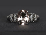 2.4ct Oval Cut Peach Morganite Solitaire Split Shank Ring 14k White Gold Finish