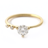 1ct Round Cut Diamond Solitaire with Accents Petite Ring 14k Yellow Gold Finish