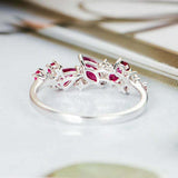 2.4ct Multi Cut Pink Ruby Engagement Ring Cluster Promise 14k White Gold Finish