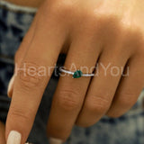 0.4ct Pear Cut Simulated Emerald Accented Engagement Ring 14k White Gold Plated