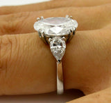 4.5ct Oval Cut Cocktail Trilogy Engagement Ring 14K White Gold Over Pear Accents