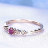 0.5ct Engagement Ring Round Cut Pink Ruby 5 Stone Minimalist 14k RoseGold Finish