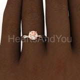1ct Round Cut Simulated Peach Morganite Solitaire Ring 14k Yellow Gold Plated