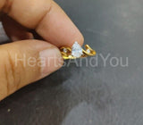 0.5ct Pear Cut Simulated Diamond Solitaire Trilogy Ring 14k Yellow Gold Plated