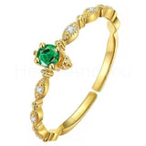 0.5ct Round Cut Simulated Emerald Minimal Engagement Ring 14k Yellow Gold Plated