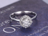 1.2ct Round Cut Diamond Engagement Ring 14k White Gold Finish Unique Halo Bridal