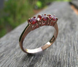 1.5ct Round Cut Red Garnet Engagement Ring Solitaire Trilogy 14k RoseGold Finish