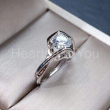 0.5ct Round Cut Moissanite Split Shank Engagement Ring 14k White Gold Plated
