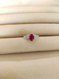 2ct Engagement Ring Oval Cut Pink Ruby Cluster Halo 14k White Gold Finish