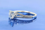 2ct Round Cut Diamond Split Shank Solitaire with Accent Ring 14k White Gold Over
