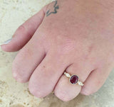 2.3ct Engagement Ring Oval Cut Pink Ruby Diamond Accent 14k Yellow Gold Finish