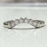 0.5ct Round Cut Moissanite Curved Stackable Wedding Band 14k White Gold Plated
