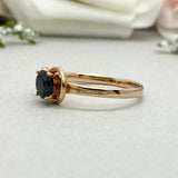 0.5ct Engagement Ring Round Black Diamond Knot Split Shank 14k Yellow Gold Over