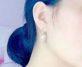 2.2ct Dangle Earrings Round Cut Diamond Halo Design 14k White Gold Finish