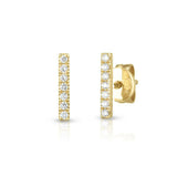 0.6ct Round Cut Diamond Vertical Bar Stud Earrings Women 14k Yellow Gold Finish