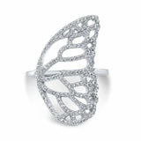 1ct Round Cut VVS1 Diamond Butterfly Wings Engagement Ring 14k Rose Gold Finish