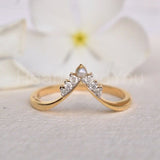 0.25ct Round Cut Moissanite Curved Chevron Crown Ring 14K Yellow Gold Plated