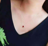 2.3ct Round Cut Red Garnet Halo Solitaire Pendant with Chain 14k RoseGold Finish