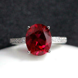 2.2ct Oval Cut Pink Ruby Diamond Accents Solitaire Ring 14k Rose Gold Finish