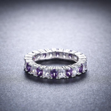 4Ct Oval Cut Purple Amethyst Diamond Eternity Wedding Band 18K White Gold Finish