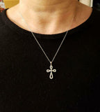 1ct Round Cut VVS1D Diamond Pendant with Chain Celtic Cross 14k WhiteGold Finish