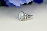 1.5ct Marquise Diamond Engagement Ring Trinity Knot Celtic 14k White Gold Finish