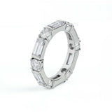 4ct Emerald Round Cut Diamond Eternity Wedding Ring Band 14k White Gold Finish