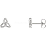 Celtic Knot Trinity Stylish Dainty Stud Earrings For Women 14k White Gold Plated