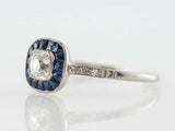 2ct Cushion Diamond Sapphire Halo Art Deco Engagement Ring 14k White Gold Finish