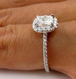 2.5Ct Radiant Cut VVS1 Diamond Accent Halo Engagement Ring 14K White Gold Finish