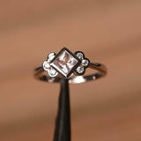1.6ct Engagement Ring Princess Cut Morganite Stylish Floral 14k WhiteGold Finish