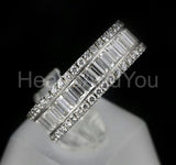 2.5ct Baguette Simulated Diamond Anniversary Wedding Band 14k White Gold Plated