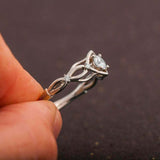 Split Open Band Solitaire with Accent Ring 1ct Round Diamond 14k White Gold Over