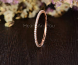 0.2ct Round Cut Moissanite Eternity Minimalist Wedding Band 14k Rose Gold Plated