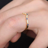 0.5ct Round Cut Blue Tanzanite Wedding Band Curved Stackable 14k YellowGold Over