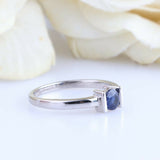0.5ct Round Cut Blue Sapphire Tension Set Solitaire Ring 14k White Gold Finish