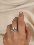 0.5Ct Round Cut Diamond Rectangular Links Wedding Ring Band 14K WhiteGold Finish