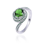 2.5ct Round Cut Green Emerald Engagement Ring 14k White Gold Finish Swirl Twist