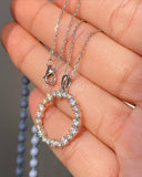 1.5ct Round Cut Moissanite Anniversary Pendant with Chain 14k White Gold Plated