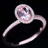 2.35ct Engagement Ring Oval Cut Peach Morganite Diamond Halo 14k RoseGold Finish