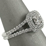 3.5ct Round Cut Diamond Dual Halo Engagement Ring 14K White Gold Over Split Band