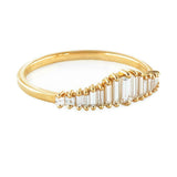 1.5ct Baguette Cut Diamond Art Deco Iced Engagement Ring 14k Yellow Gold Finish