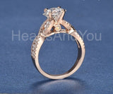 2.2ct Princess Simulated Diamond Cluster Infinity Twist Ring 14k RoseGold Plated