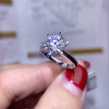 6 Prong Solitaire Engagement Ring 1ct Round Cut Diamond 14k White Gold Finish