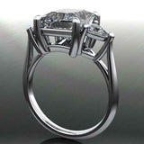 Trilogy Bridal Set Engagement Ring 2ct Radiant Cut Diamond 14k White Gold Finish
